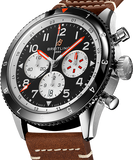 Breitling Super Avi B04 Chronograph GMT 46 Mosquito Black Dial Brown Leather Strap Watch for Men - YB04451A1B1X1