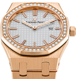 Audemars Piguet Royal Oak Quartz White Dial Rose Gold Steel Strap Watch for Women - 67651OR.ZZ.1261OR.01