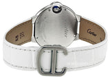 Cartier Ballon Bleu De Cartier Silver Dial White Leather Strap Watch for Women - W6920086