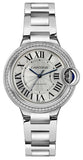 Cartier Ballon Bleu De Cartier Diamonds Silver Dial Silver Steel Strap Watch for Women - W4BB0023