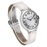 Cartier Ballon Bleu de Cartier Silver Dial White Leather Strap Watch for Women - W6920087