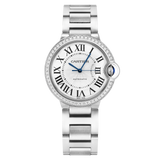 Cartier Ballon Bleu De Cartier Diamonds Silver Dial Silver Steel Strap Watch for Women - W4BB0023