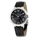 Cartier Ballon Bleu De Cartier Black Dial Black Leather Strap Watch for Men - WSBB0003