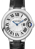 Cartier Ballon Bleu De Cartier Silver Dial Black Leather Strap Watch for Women - WSBB0034