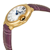 Cartier Ballon Bleu Diamonds White Dial Pink Leather Strap Watch for Women - WE902050