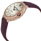 Cartier Ballon Bleu De Cartier Diamonds Silver Dial Pink Leather Strap Watch for Women - WJBB0010