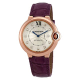 Cartier Ballon Bleu De Cartier Diamonds Silver Dial Pink Leather Strap Watch for Women - WJBB0010