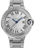 Cartier Ballon Bleu De Cartier Diamonds Silver Dial Silver Steel Strap Watch for Women - W4BB0023