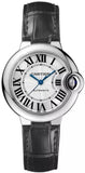 Cartier Ballon Bleu Silver Dial Black Leather Strap Watch for Women - W69018Z4