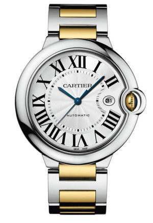 Cartier Ballon Bleu De Cartier Silver Dial Two Tone Steel Strap Watch for Men - W2BB0031