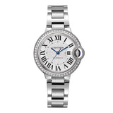 Cartier Ballon Bleu De Cartier Diamonds Silver Dial Silver Steel Strap Watch for Women - W4BB0023