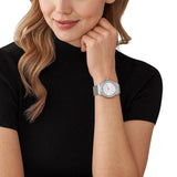 Michael Kors Lennox Three Hand Silver Dial Silver Steel Strap Watch For Women - MK7280