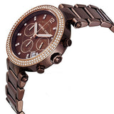 Michael Kors Parker Chronograph Brown Dial Brown Steel Strap Watch For Women - MK5578