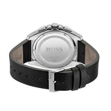 Hugo Boss Grandmaster Chronograph Black Dial Black Leather Strap Watch for Men - 1513881
