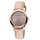 Burberry The City Diamonds Gold Dial Beige Leather Strap Watch for Women - BU9131