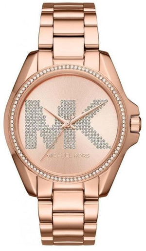 Michael Kors Bradshaw Quartz Rose Gold Dial Rose Gold Steel Strap Watch For Women - MK6556