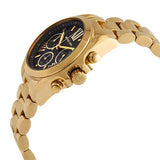 Michael Kors Bradshaw Chronograph Black Dial Gold Steel Strap Watch For Women - MK6959