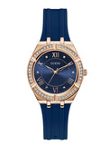 Guess Cosmo Diamonds Blue Blue Dial Blue Silicone Strap Watch for Women - GW0034L4