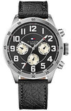 Tommy Hilfiger Sport Chronograph Black Dial Black Leather Strap Watch for Men - 1791050