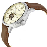 Fossil Townsman Automatic White Dial Brown Leather Strap Watch for Men - ME3064