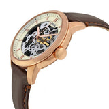 Fossil Townsman Automatic Skeleton White Dial Brown Leather Strap Watch for Men - ME3078