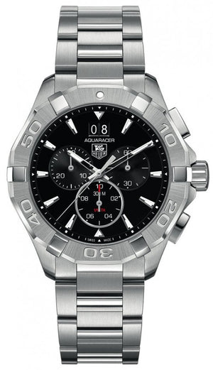 Tag Heuer Aquaracer Quartz Chronograph Black Dial Silver Steel Strap Watch for Men - CAY1110.BA0927