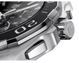 Tag Heuer Aquaracer Quartz Chronograph Black Dial Silver Steel Strap Jam Tangan untuk Pria - CAY111A.BA0927