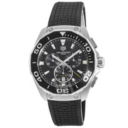 Tag Heuer Carrera Aquaracer Quartz Chronograph Black Dial Black Rubber Strap Watch for Men - CAY111A.FT6041
