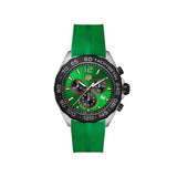 Tag Heuer Formula 1 Chronograph 41mm Green Dial Green Rubber Strap Watch for Men - CAZ101AP.FT8056