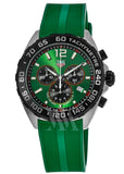 Tag Heuer Formula 1 Chronograph 41mm Green Dial Green Rubber Strap Watch for Men - CAZ101AP.FT8056