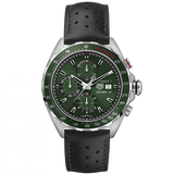 Tag Heuer Formula 1 Kaliber 16 Kronograf Otomatis Jam Tangan Tali Kulit Hitam Dial Hijau untuk Pria - CAZ2016.FC6473
