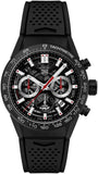 Tag Heuer Carrera Chronograph Steel & Ceramic Black Dial Black Rubber Strap Watch for Men - CBG2090.FT6145