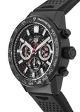 Tag Heuer Carrera Chronograph Steel & Ceramic Black Dial Black Rubber Strap Watch for Men - CBG2090.FT6145