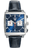 Tag Heuer Monaco Automatic Chronograph Blue Dial Blue Leather Strap Watch for Men - CBL2111.FC6453