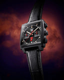 Tag Heuer Monaco Automatic Chronograph Black Dial Black Leather Strap Watch for Men - CBL2180.FC6497