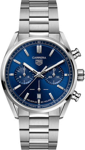 Tag Heuer Carrera Chronograph Blue Dial Silver Steel Strap Watch for Men - CBN2011.BA0642