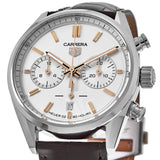 Tag Heuer Carrera Chronograph White Dial Brown Leather Strap Watch for Men - CBN2013.FC6483