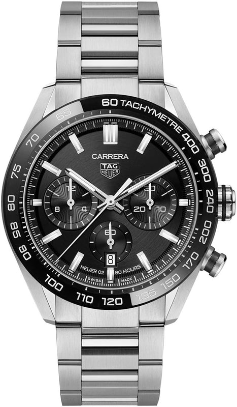 Tag Heuer Carrera Automatic Chronograph Black Dial Silver Steel