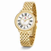 Michele Serein Mother of Pearl Dial Gold Steel Strap Watch for Women - MWW21B000017