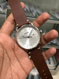 Fossil The Commuter White Dial Brown Leather Strap Watch for Men - FS5275