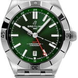 Breitling Chronomat GMT 40 Green Dial Silver Steel Strap Watch for Men - A32398101L1A1