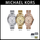 Michael Kors Byrn Quartz Gold Dial Gold Steel Strap Watch For Women - MK6134