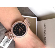 Michael Kors Darci Black Dial Rose Gold Steel Strap Watch for Women - MK3402