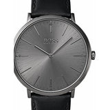 Hugo Boss Modern Grey Dial Black Leather Strap Watch for Men - 1513540