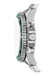 Emporio Armani World Explorer Solar Chronograph Green Dial Silver Steel Strap Watch for Men - AR11741