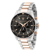 Maserati SFIDA Chronograph Black Dial Two Tone Steel Strap Watch For Men - R8873640002