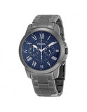 Fossil Grant Chronograph Blue Dial Grey Steel Strap Watch for Men - FS4831