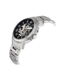 Fossil Grant Automatic Skeleton Black Dial Silver Steel Strap Watch for Men - ME3103