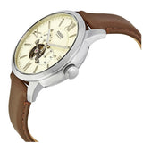 Fossil Townsman Automatic White Dial Brown Leather Strap Watch for Men - ME3064