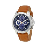 Michael Kors Ryker Chronograph Analog Blue Dial Brown Leather Strap Watch For Men - MK8518